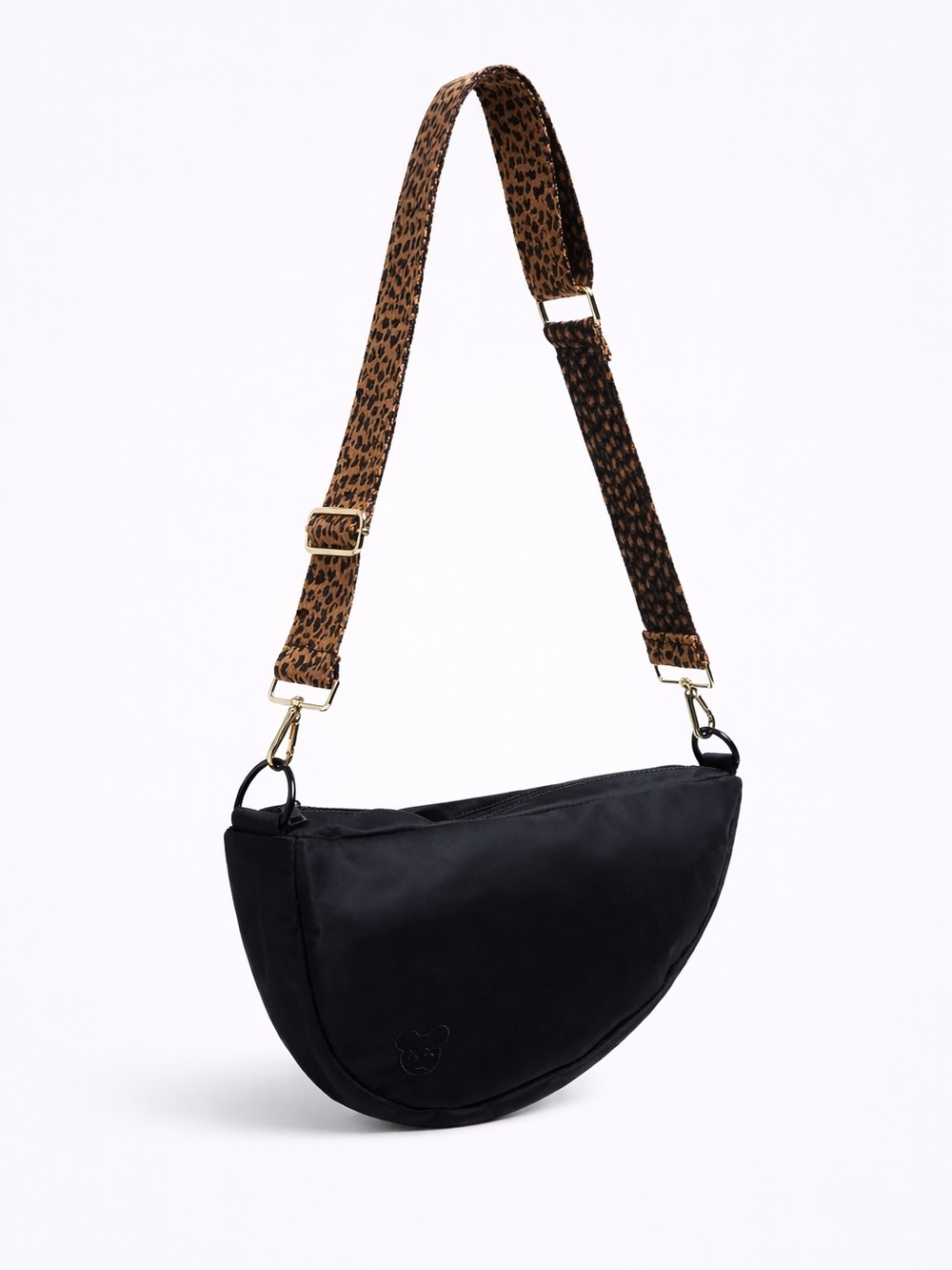 Black Citymouse Classic Diaper Bag with Black and Leopard Strap
